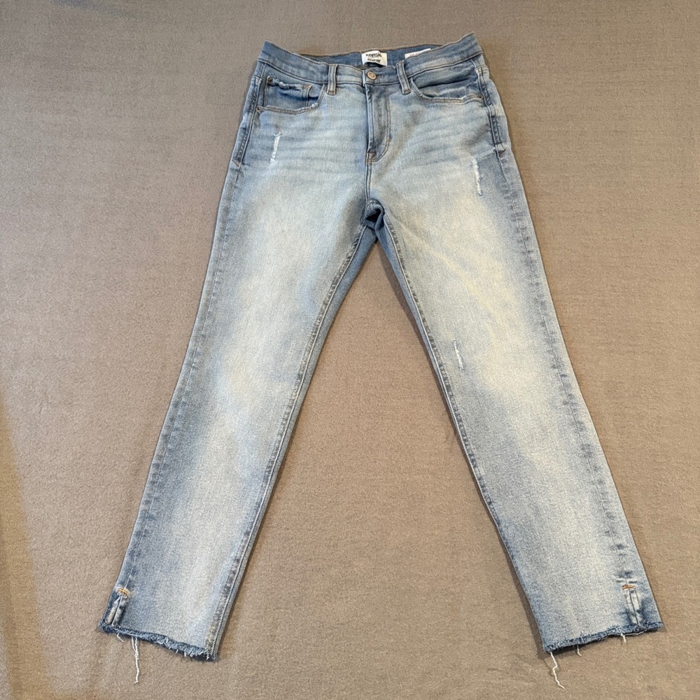 Kensie The Ultimate High Rise Skinny Jeans Light Wash Distressed Frayed Hem 8 29